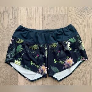 Oiselle Black Floral Women's Athletic Shorts
